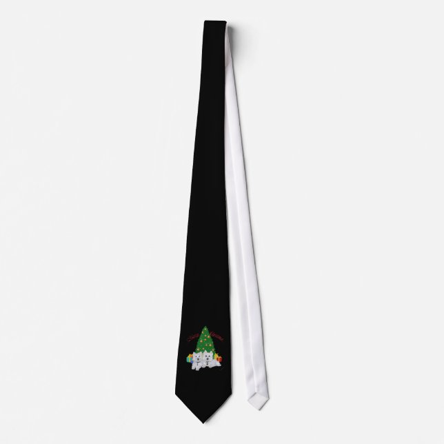 West Highland White Terriers Merry Christmas Neck Tie (Front)