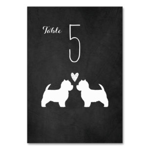 West Highland White Terriers   Westie Dogs Wedding Table Number
