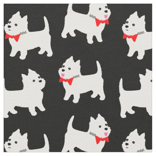 West Highland White Terriers Westie Puppies Fabric