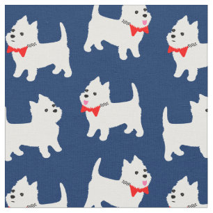West Highland White Terriers Westie Puppies Fabric