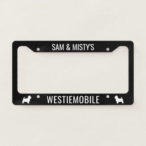 West Highland White Terriers Westiemobile Custom License Plate Frame