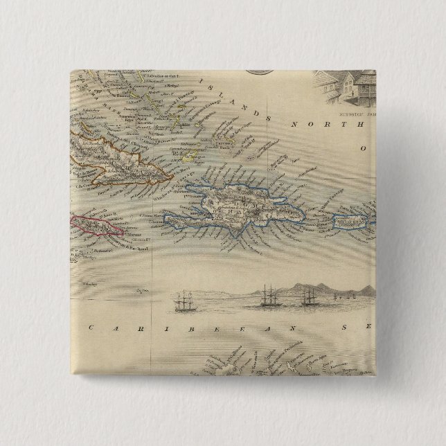 West India Islands 3 Pinback Button (Front)