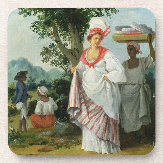 West Indian Creole Woman with her Black Servant, c Drink Coaster (Front)