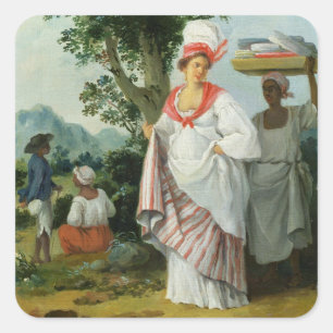 West Indian Creole Woman with her Black Servant, c Square Sticker
