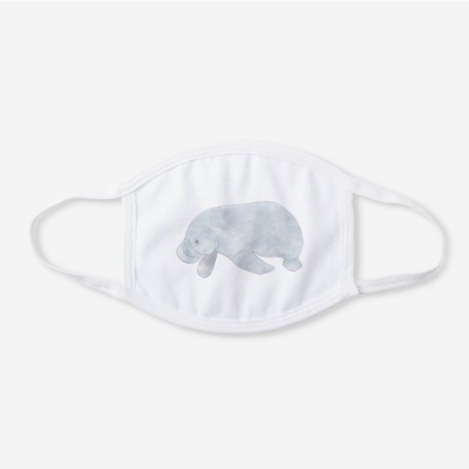 WEST INDIAN MANATEE WHITE COTTON FACE MASK (Front)