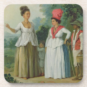 West Indian Women of Colour, with a Child and Blac Beverage Coaster