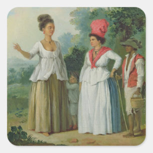 West Indian Women of Colour, with a Child and Blac Square Sticker