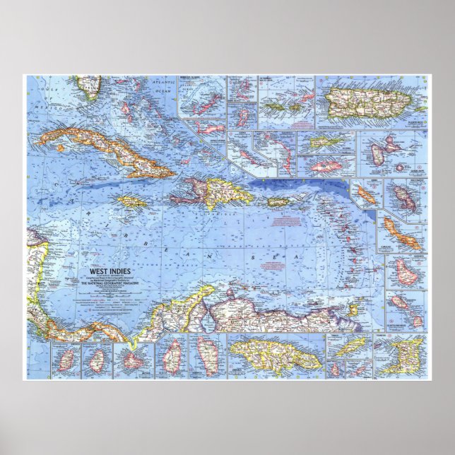 " West Indies: 1962 Detailed Map ... Poster (Front)