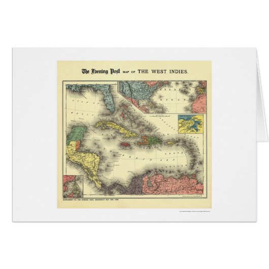 West Indies Evening Post Map 1898 Cards (Front Horizontal)