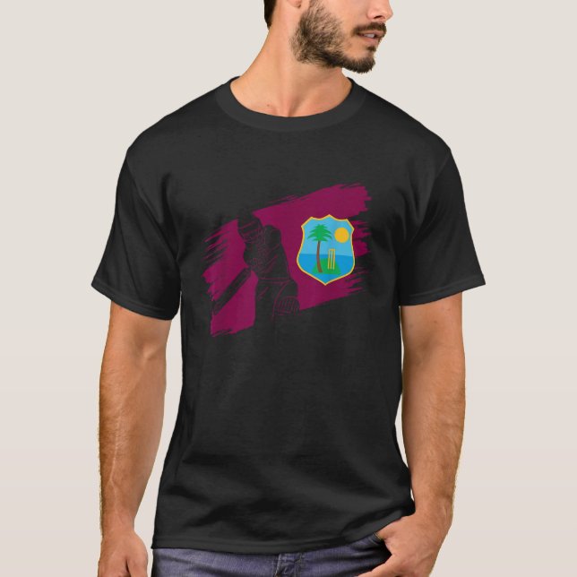 West Indies Flag West Indies Cricket Fan Player Co T-Shirt (Front)