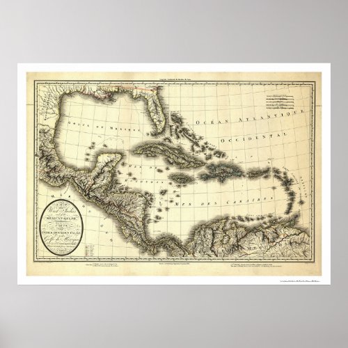 West Indies  Gulf of Mexico Map 1806 Poster