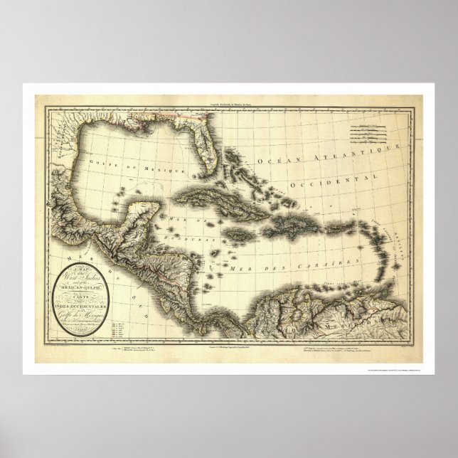 West Indies & Gulf of Mexico Map 1806 Poster (Front)