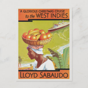 West Indies Lloyd Sabaudo Vintage Poster 1931 Postcard