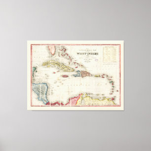 West Indies Map (1853) Canvas Print