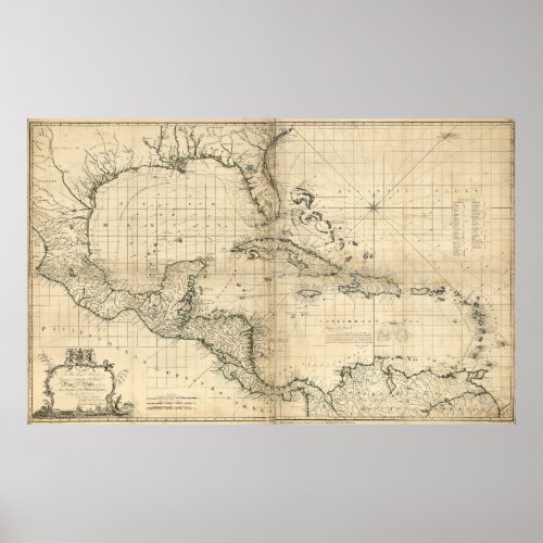 West Indies Map by T Bowen  J Speer 1774 Poster