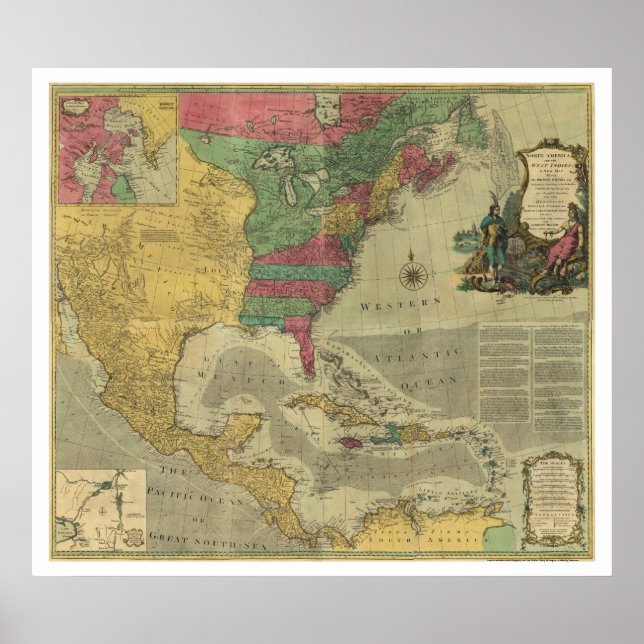 West Indies & North America Map - 1774 Poster (Front)