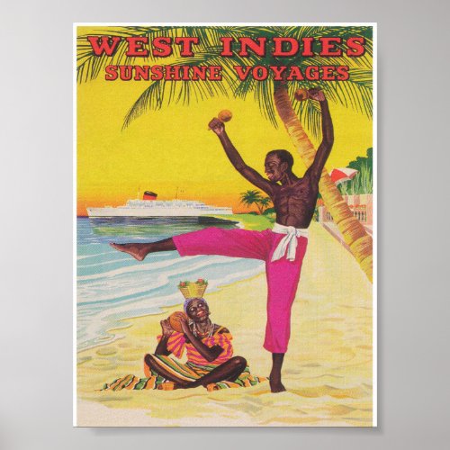 West Indies Retro Vintage Travel Poster
