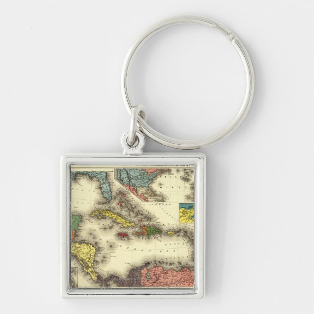 West IndiesPanoramic MapWest Indies Keychain (Front)