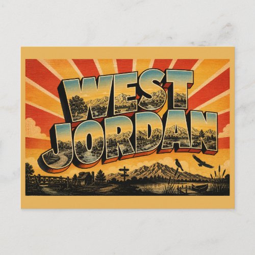 West Jordan UT River Parkway Mountains Art Postcard