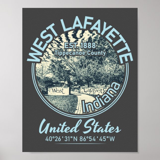WEST LAFAYETTE CITY - INDIANA VINTAGE POSTER (Front)