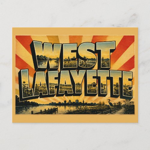 West Lafayette Indiana River Prairie Wetland Art Postcard