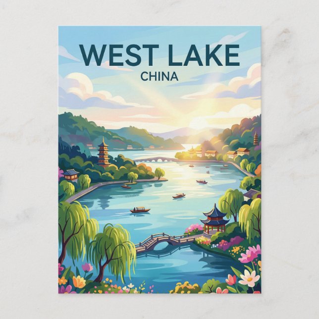 West Lake China Postcard (Front)
