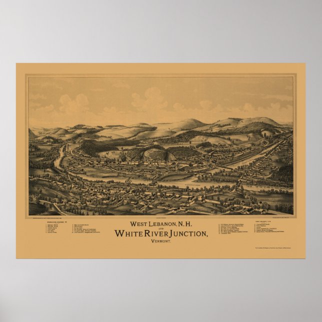 West Lebanon, NH Panoramic Map - 1889 Poster (Front)