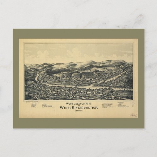 West Lebanon NH  White River Junction VT 1889 Postcard