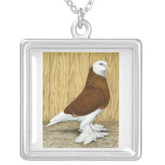 West of England Tumbler Red Baldhead Silver Plated Necklace