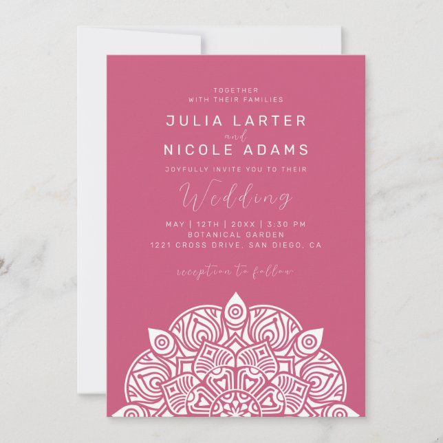 West Pacific Variant Oval Classic Mandala Wedding Invitation (Front)