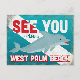 West Palm Beach Dolphin - Retro Vintage Travel Postcard