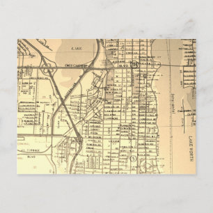 West Palm Beach, FL Vintage Map Postcard