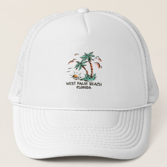 West Palm Beach-Florida-Colorful Sunset Trucker Hat (Front)