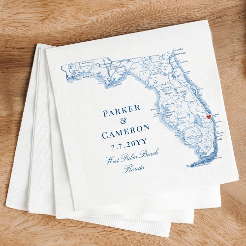 West Palm Beach Florida Map Elegant Wedding  Napkins