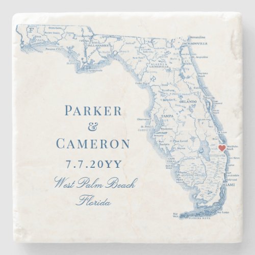 West Palm Beach Florida Map Elegant Wedding  Stone Coaster