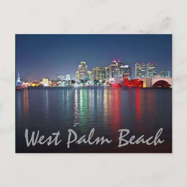 West Palm Beach, Florida, reflections at dusk. Postcard (Front)