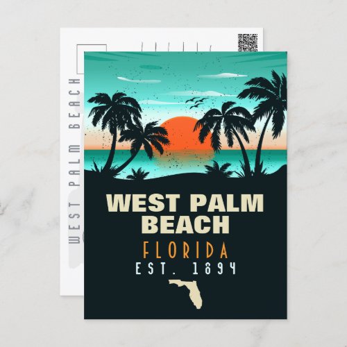 West Palm Beach Florida Retro Sunset Souvenirs Postcard