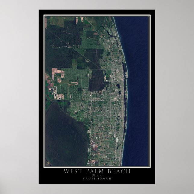 West Palm Beach Florida Satellite Poster Map (Front)