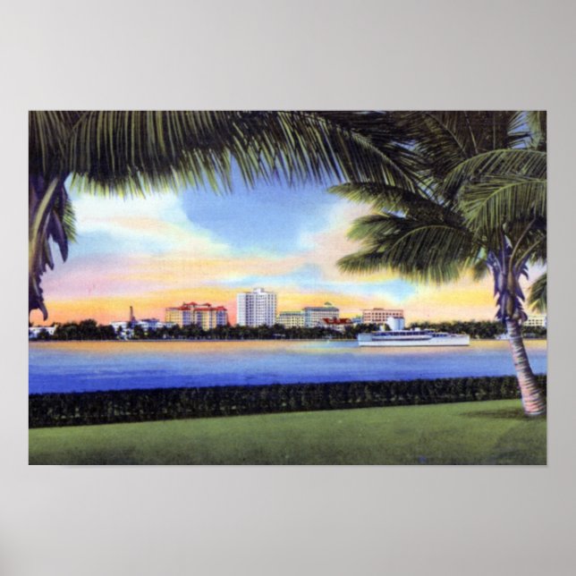 West Palm Beach Florida Skyline at Sunset Poster (Front)