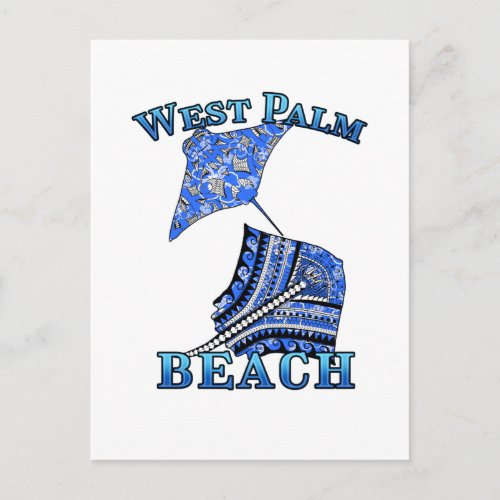 West Palm Beach Florida Vacation Tribal Stingray Postcard
