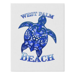 West Palm Beach Florida Vacation Tribal Turtle Faux Canvas Print