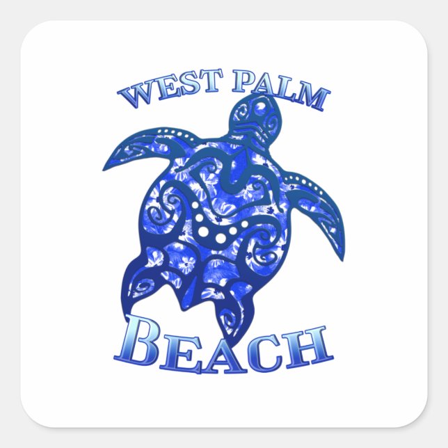 West Palm Beach Florida Vacation Tribal Turtle Square Sticker (Front)