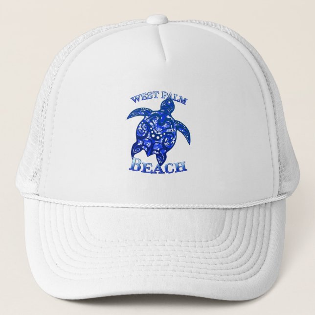 West Palm Beach Florida Vacation Tribal Turtle Trucker Hat (Front)