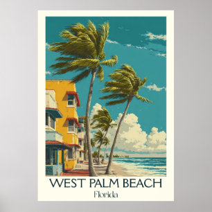 West Palm Beach Florida Vintage City Street Art Poster
