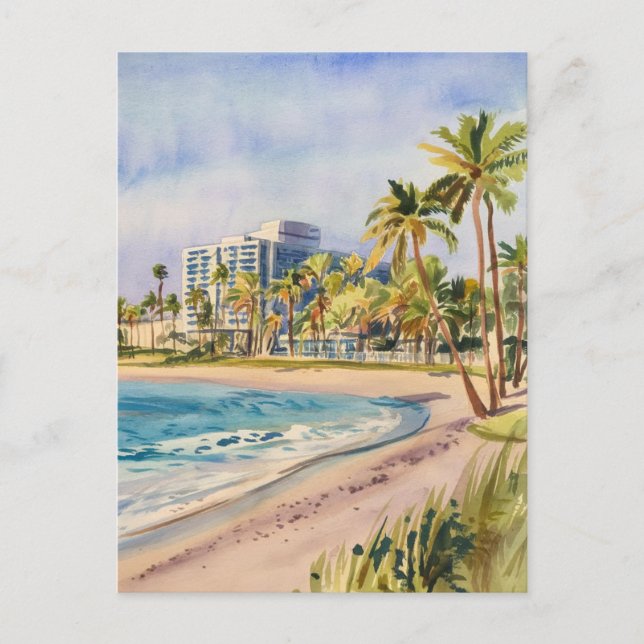 West Palm Beach, Florida, Watercolor Painting Postcard (Front)