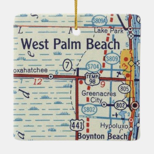 West Palm Beach Historic Map Ceramic Ornament