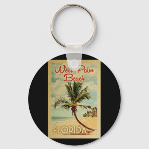 West Palm Beach Palm Tree Vintage Travel Keychain