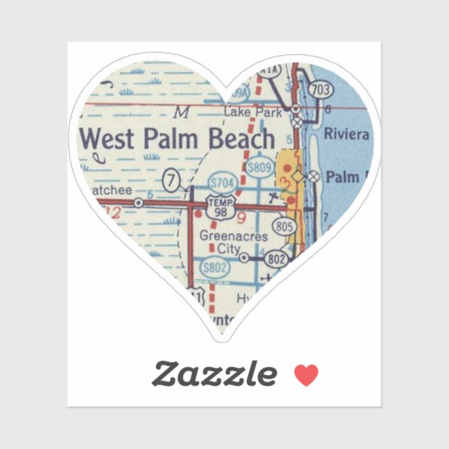 West Palm Beach Vintage Map Sticker (Sheet)