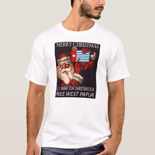 West Papua Christmas Santa Claus Morning Star Flag T_Shirt