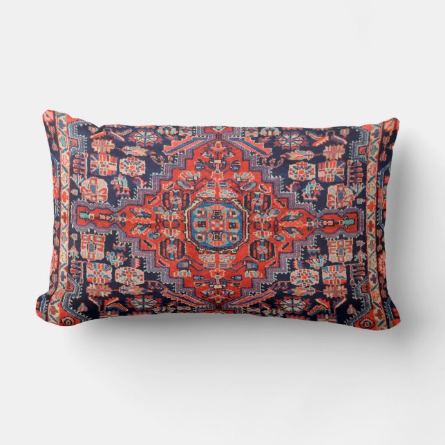West Persia Red Blue Star Throw Pillow (Front)
